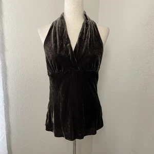 Y2K Express Womens Velvet Halter Babydoll Top Size L Whimsygoth Vampy Brown - Picture 1 of 9