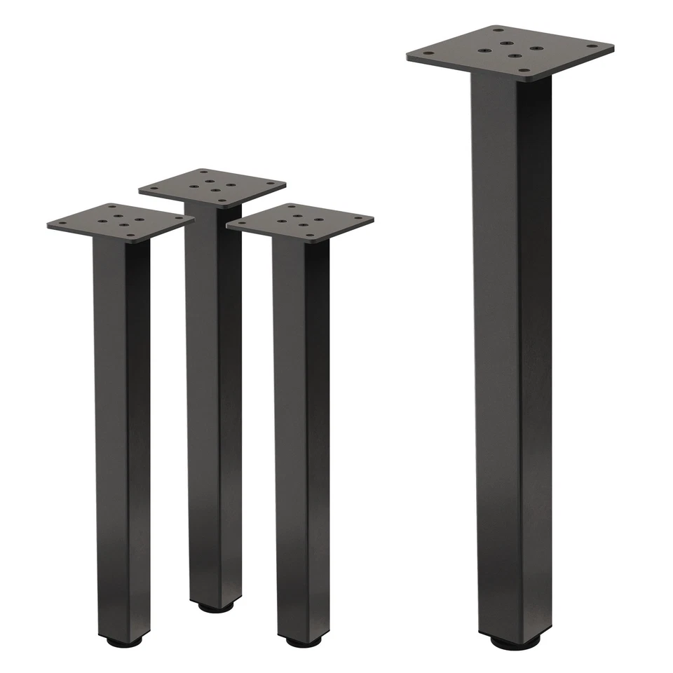 4x Patas de mesa 42cm de acero gris oscuro pies para muebles de altura regulable - Imagen 1 de 4