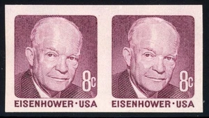 United States 1971 Eisenhower Scott# 1402a Scarce Imperforate Pair Mint XF OG NH - Picture 1 of 2