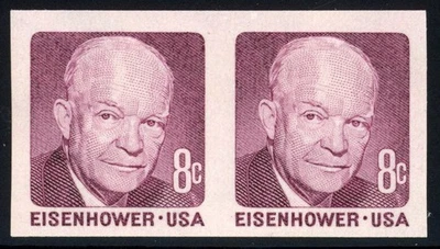 United States 1971 Eisenhower Scott# 1402a Scarce Imperforate Pair Mint XF OG NH - Image 1 of 2