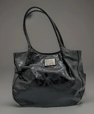 NICOLE BY NICOLE MILLER Black Large Handbag Purse Hobo 80s Colorful Lining 16x11 - Image 1 of 4