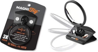 Black Clip-On Fishing Magnifier with 360° Rotation & Fly Magnets - 3X Lens - Image 1 of 2