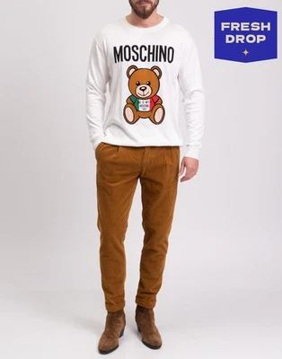 PVP €515 MOSCHINO COUTURE! Jumper IT54 US44 XXL Blanco Logo Oso Juguete Intarsia Foto 1 de 4