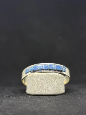 Zuni inlay Denim lapis lazuli Sterling Silver cuff bracelet stamped & signed  - Image 1 of 4