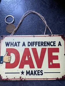 1 X DAVE Keyring Keychain Key Fob Stainless Steel Gift & 1 X Sign (please Read) - Picture 1 of 5