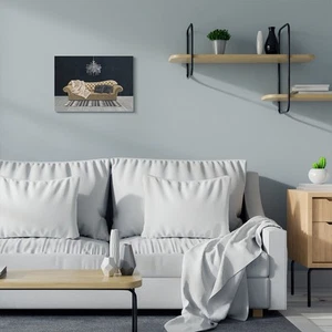 Stupell Modern Living Room Interior Design Blue Gold - Picture 1 of 20