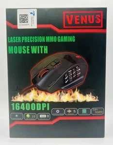 UtechSmart Venus Laser Precision MMO Gaming Mouse 16400 DPI Adjustable Black NEW - Picture 1 of 8