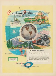 1947 Canadian Pacific Railroad Points The Way Four Vacation Locations Print Ad - Picture 1 of 1