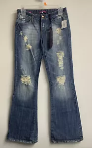 VIGOSS -FLARE DISTRESS Blue Jeans Size 5/6 28 Denim Destroy 5pockets Woman - Bild 1 von 9