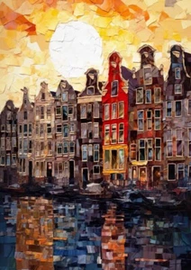 Amsterdam Watercolour Painting Poster Print Wall Art Home Decor A3 A4 A5 - Picture 1 of 6