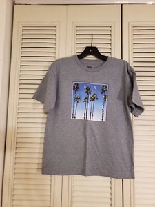 Vans Off The Wall Palm Trees T-Shirt Blue Tropical Surf Skate Boys Youth Large - Picture 1 of 4