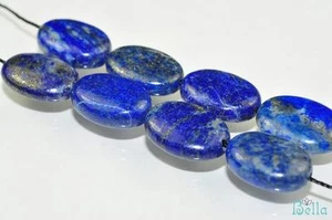 8 Pieces 10x14x5mm Afghans PYRITE LAPIS LAZULI Puffy Oval Beads P0195 - Picture 1 of 4