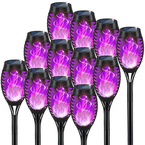 12x Solar Outdoor Lights LED Solar Tiki Torches With Flickering Flame Waterproof - Picture 1 of 20