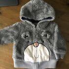 Mothercare Fluffy Grey Baby?s Jacket Hoodie Fleece - 0-3 Months