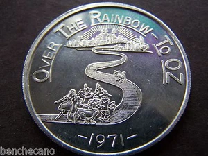 1971 Sprites OVER THE RAINBOW - TO OZ Plain Aluminum Mardi Gras Doubloon - Picture 1 of 2