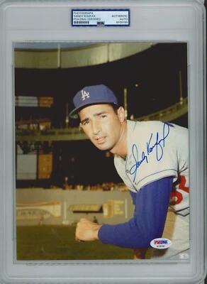 SANDY KOUFAX SIGNED 8X10 PSA AF09199 DODGERS HOF ENCAPSULATED - Image 1 of 2