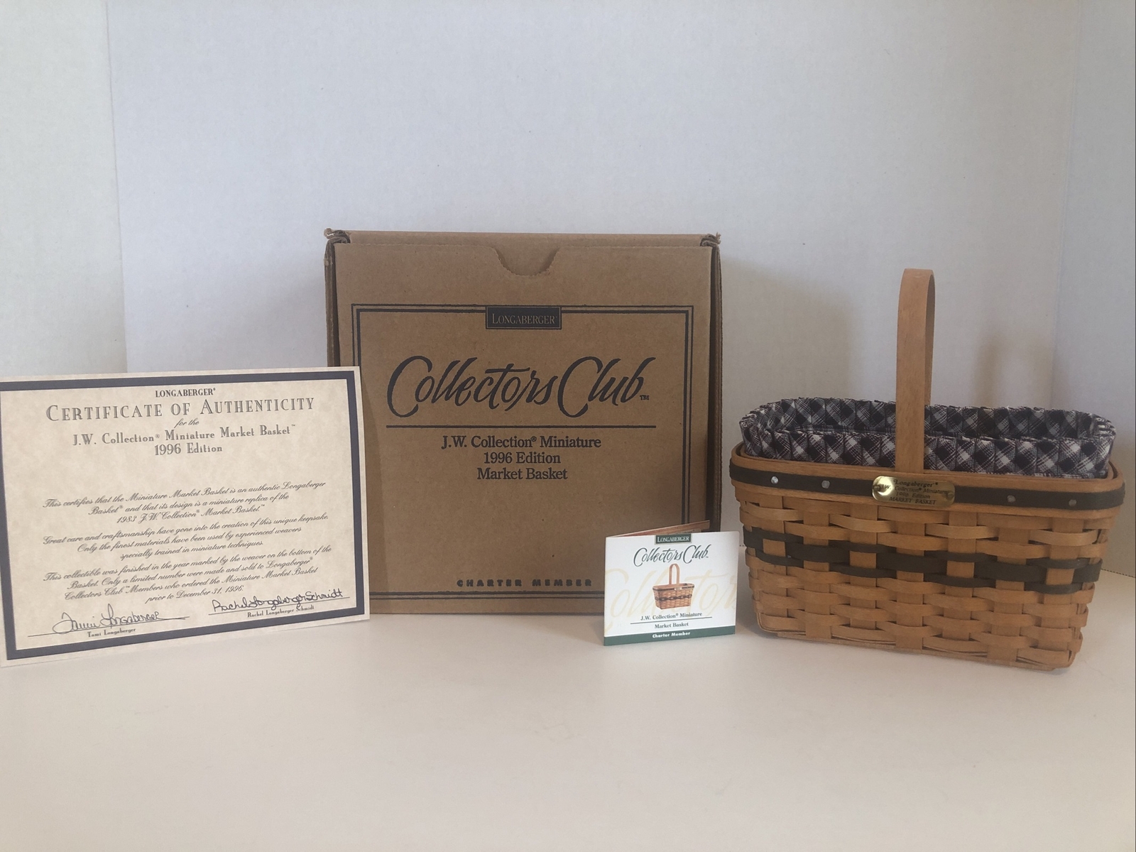 Longaberger 1996 Collectors Club Mini JW Miniature Market Basket Combo Set  | eBay