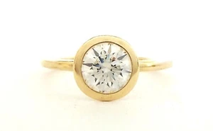 14K Solid Yellow Gold VRAI 1ct Lab Created Round Diamond Ring Band - Size 4.25 - Picture 1 of 24
