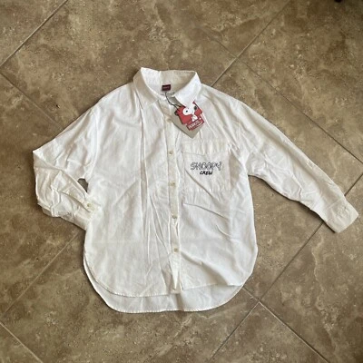 Zara White Peanuts Snoopy Girl’s Button Up oversized  Shirt Size 11-12 - Image 1 of 4