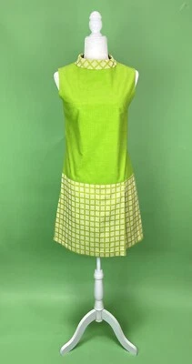 Vestido Scooter Vintage Años 60 Mod Verde Lima Cintura Caída Skort Mameluco - Talla Pequeña Foto 1 de 4
