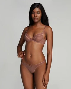AGENT PROVOCATEUR MOCHA CRUZ BRA 32B 32DD 36DD & THONG 2 SMALL UK 8 BNWT - Picture 1 of 6