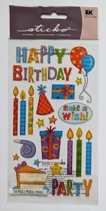Sticko Happy Birthday Party Balloons Candles Gifts Scrapbooking Stickers - Picture 1 of 1