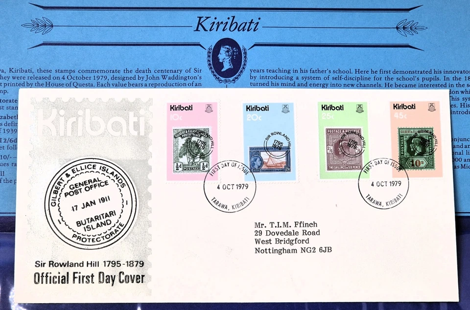 Kiribati Official First Day Cover 1979 Commemorating Sir Rowland Hill - Image 1 of 3