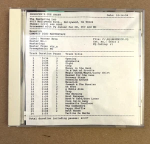 SELTEN Acetat Test Presse Master CD Gold CD-r Soundtrack Randy Newman Maverick - Bild 1 von 3