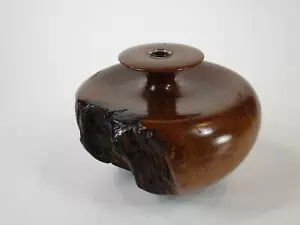 California Redwood Turned Bud Vase with Glass Tube Insert Wood Wooden - Picture 1 of 12