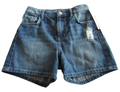 Guess Nuevo Talla 24 Azul Cintura Alta Denim Envejecido Pantalones Cortos Foto 1 de 4