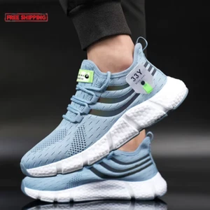 Men Casual Sport Shoes Breathable Lightweight Sneakers Outdoor Mesh Black Runnin - Picture 1 of 16