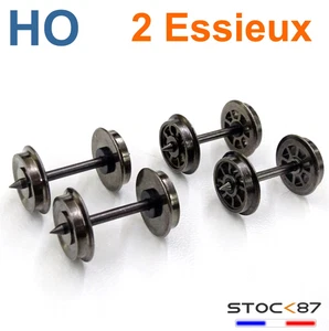 2 Essieux HO de remplacement  Jouef ou Lima 10,4 - 10 - 11,4mm 25,4  - 24,4mm  - Afbeelding 1 van 9