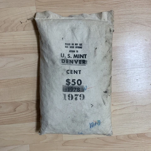 1979 Lincoln Cent Sealed 5000 Coin $50fv Canvas Bag Mint Sewn Cover