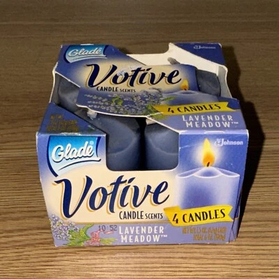 Vintage Old Stock Glade Candle Scents Lavender Meadow Votive Candles 4 Candles - Image 1 of 4