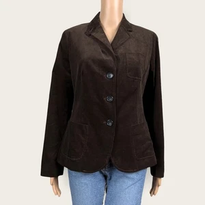 NEW Talbots Dark Brown Corduroy Tailored Blazer Jacket 10P Petite Dark Academia - Picture 1 of 8