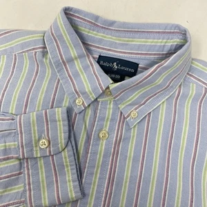 Ralph Lauren Boy XL (18-20) Blue Green Red Stripe Long Sleeve Button Down Shirt - Picture 1 of 4