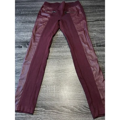 Leggings painel couro sintético Victoria's Secret tamanho 4 zíper borgonha - Imagem 1 de 4