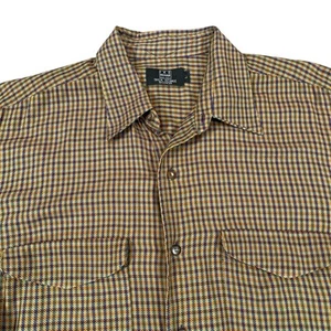 VTG Ike Behar Button Up Shirt Men’s Large Brown Plaid USA Made Y2K - Picture 1 of 12