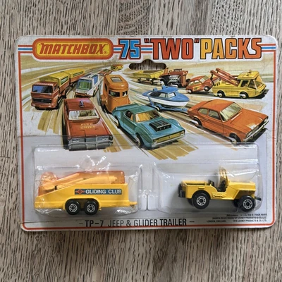 Matchbox Superfast 75 "Two Packs" TP-7 Jeep & Glider Trailer Lesney, New in Pack - Image 1 of 4