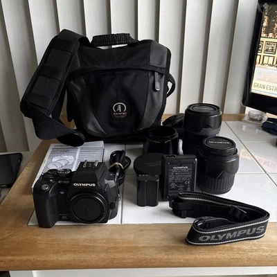 Câmera Olympus E-500 com 14-45mm, 40-150mm, 48x58mm macro e extras - Imagem 1 de 4