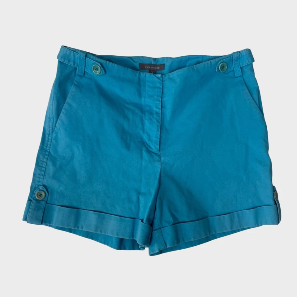 Pantalones cortos Ann Taylor para mujer talla 4 azul verdoso algodón spandex  Foto 1 de 4