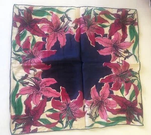 VINTAGE HANKY HANDKERCHIEF LILIES - Picture 1 of 6