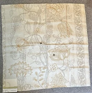 Vervain Fabric Sample 25” Malmaison Linen Floral Lotus Bloom Cream Orange Crafts - Picture 1 of 21