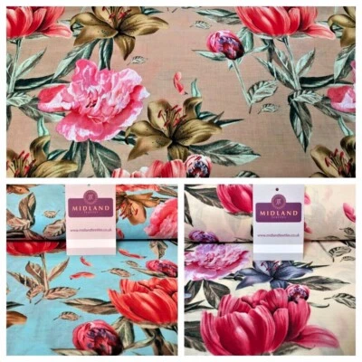 MIDTEX £6,50 Vintage Blumen bedruckt Baumwolle Rasen Kleiderstoff 150 cm MK1236 Mtex