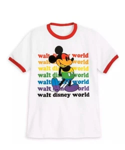 Walt Disney World Rainbow Collection Mickey Mouse Ringer T-Shirt Kids Small 5/6 - Picture 1 of 1