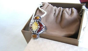 Carolyn Pollack Red Carnelian, Yellow MOP, Amber 925 SS Size 6 Lovely & NWT!! - Picture 1 of 6