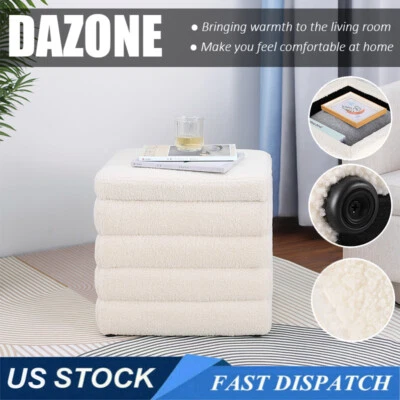 19"Storage Ottoman Cube Rest Seat Upholstered Bedroom LivingRoom Footstool Bench - Image 1 of 4