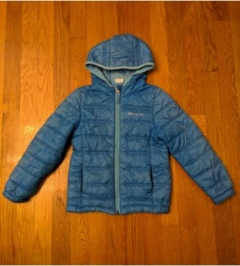 EDDIE BAUER Packable Puffer Jacket Coat Light Blue size 5 / 6 FALL SPRING - Picture 1 of 8