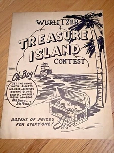 1930's WURLITZER SCHOOL OF MUSIC Poster TREASURE ISLAND CONTEST - Picture 1 of 12