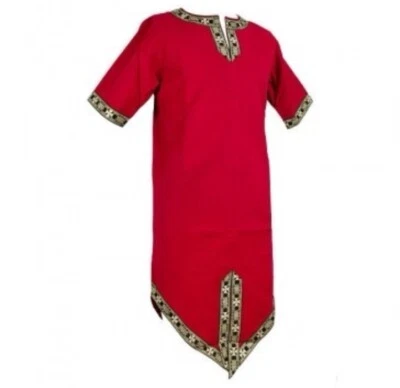 Mens (L) Medieval Tunic Half Sleeves - Red. Viking Pirates Reenactment Costume - Image 1 of 2